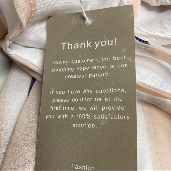 VYNCS Popular, Women’s Maxi Dress, cream, white and blue‎ striped, Size Medium - Picture 6 of 8